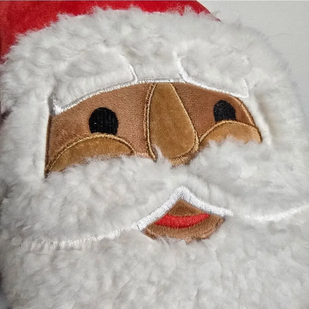 New Christmas Shaped Santa Faux Shearling Throw Pillow Red Wondershop